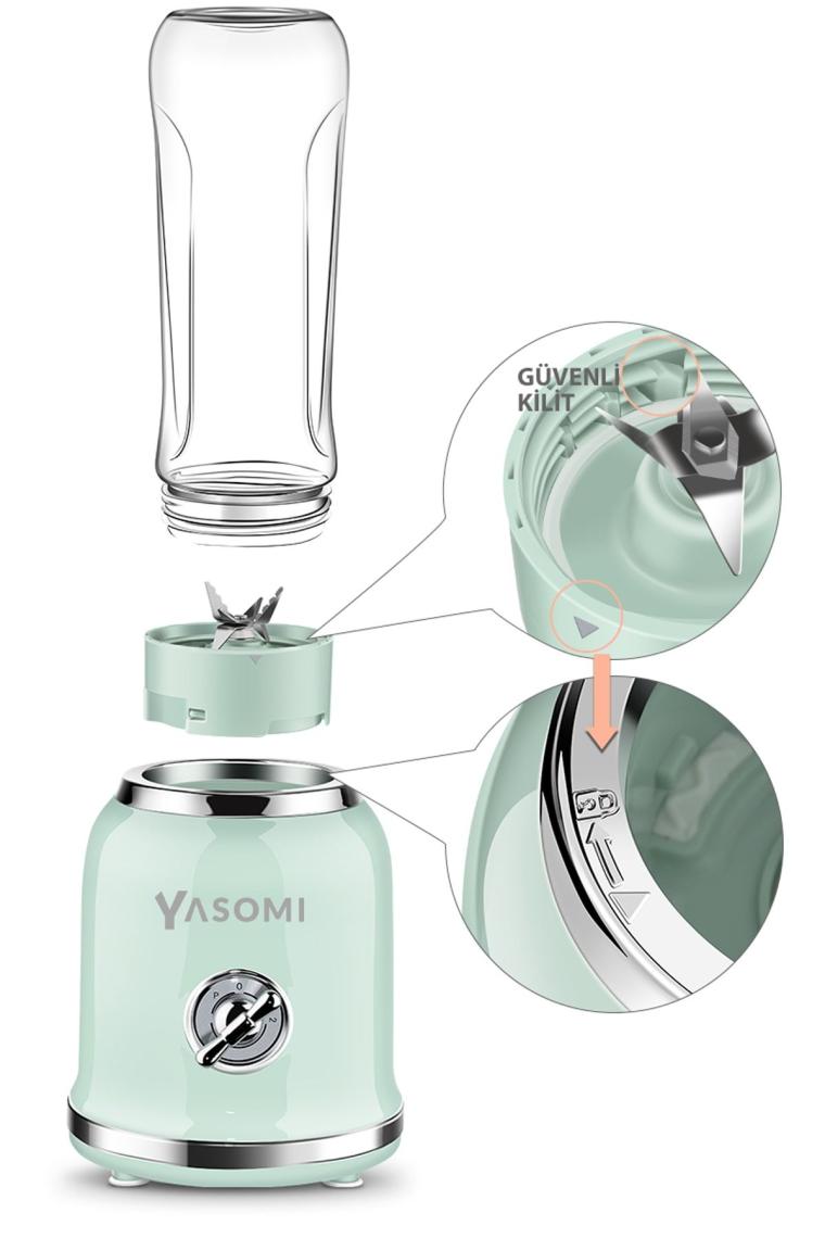 Yasomi BL019 Retro Smoothie Blender Yeşil (Yasomi Türkiye Garantili )