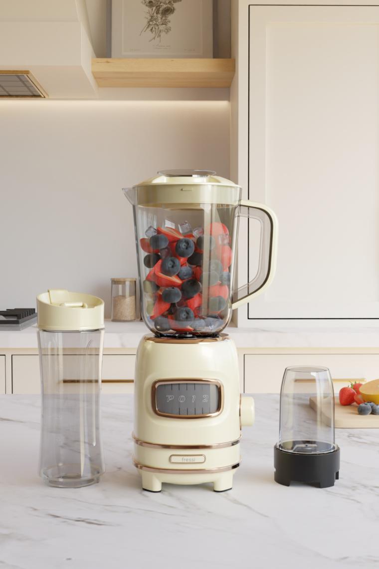 Fressi FR-BL01 Retroblend Öğütücülü Smoothie Şişeli Retro Blender Seti
