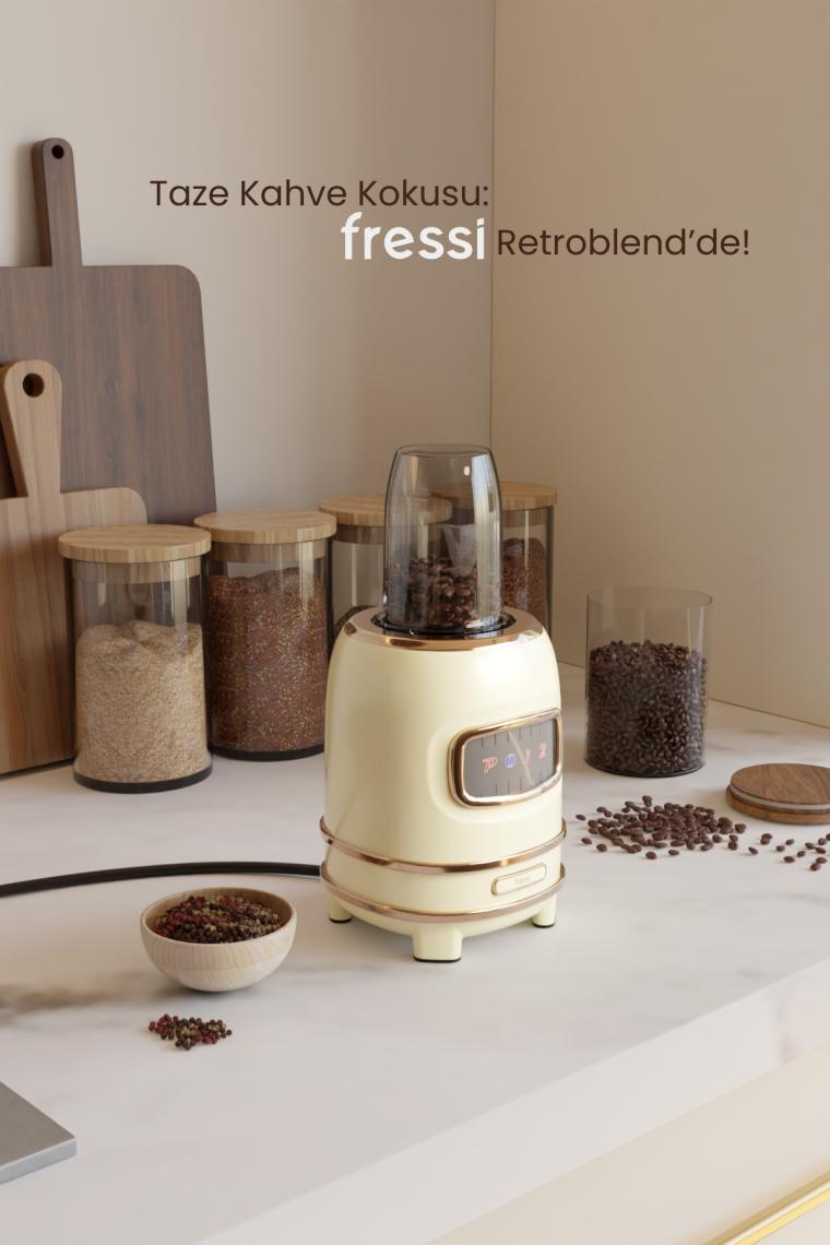 Fressi FR-BL01 Retroblend Öğütücülü Smoothie Şişeli Retro Blender Seti