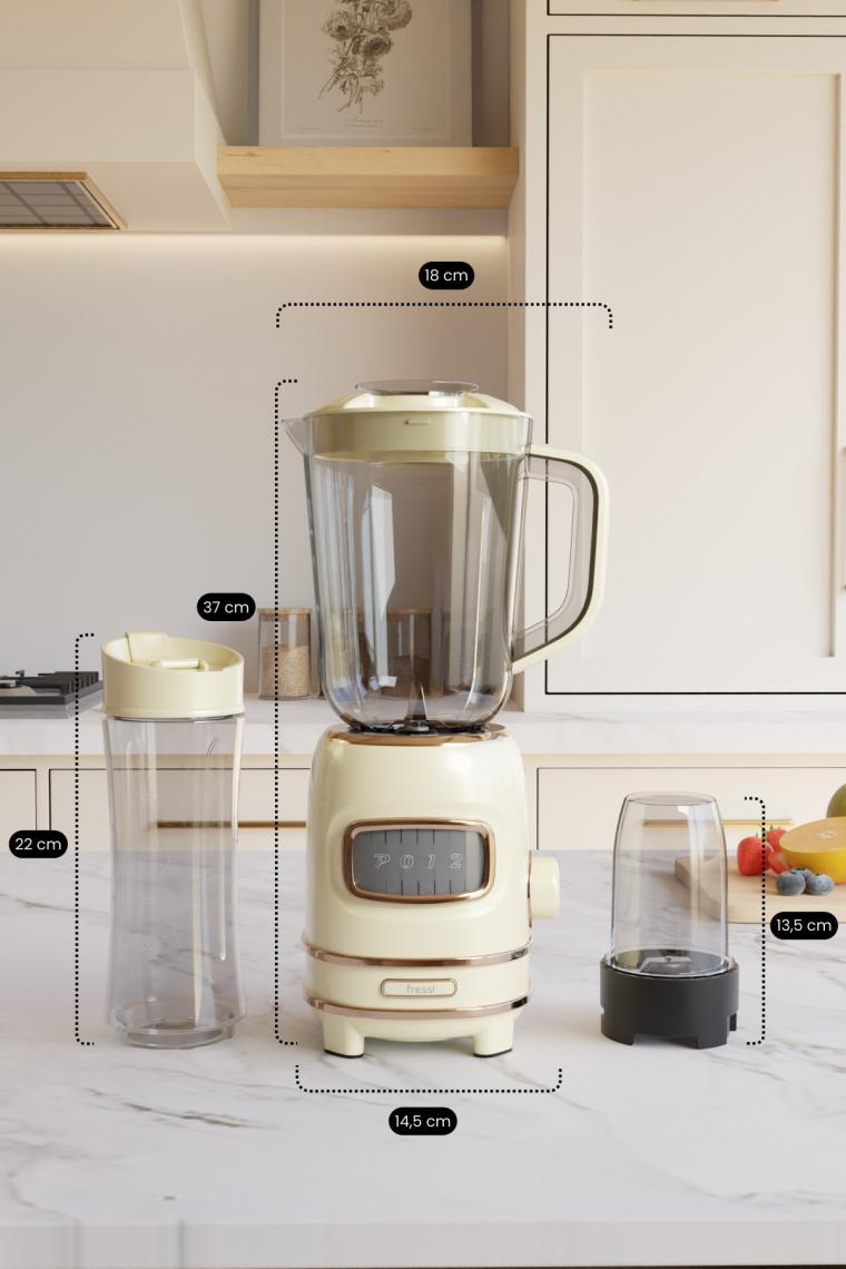 Fressi FR-BL01 Retroblend Öğütücülü Smoothie Şişeli Retro Blender Seti