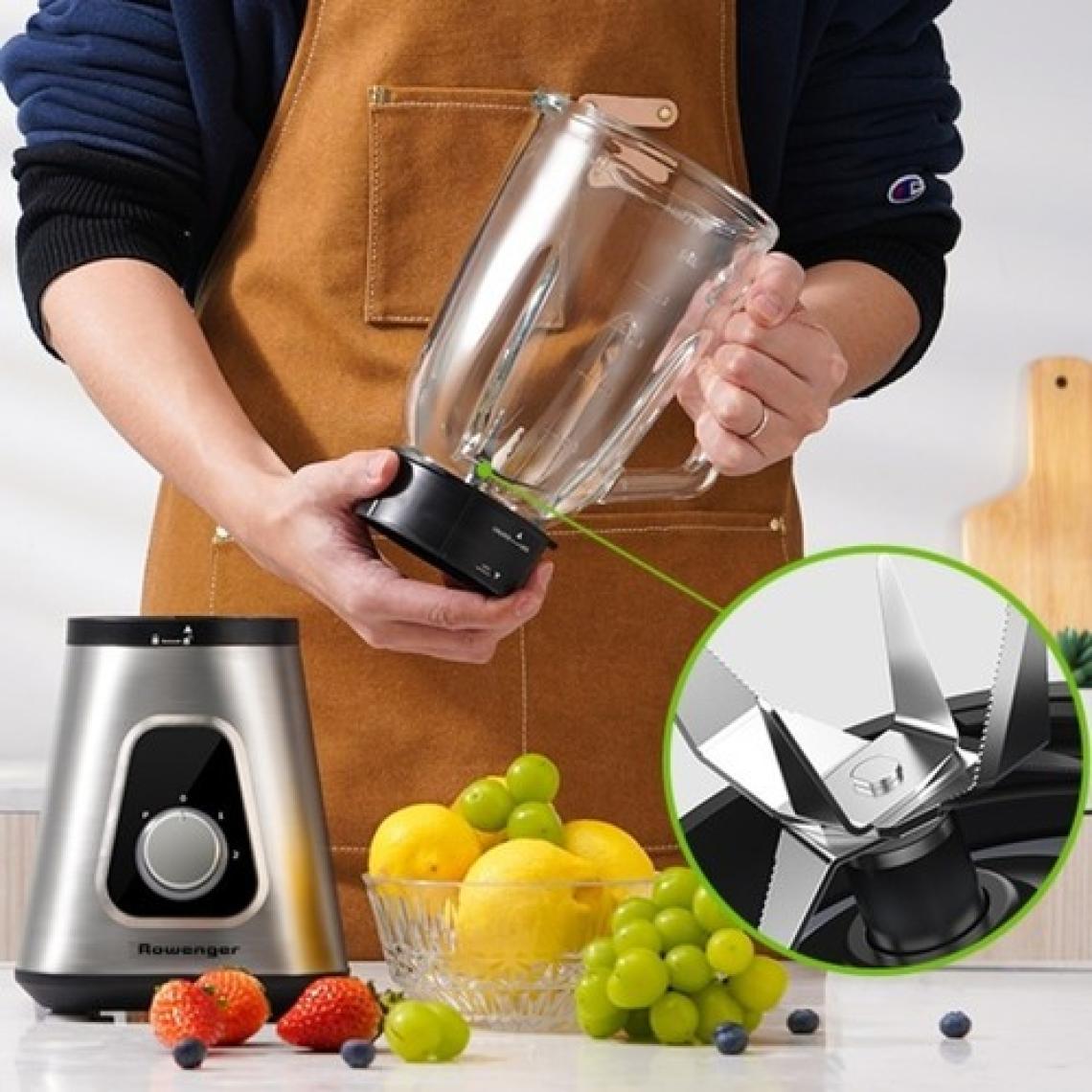Rowenger 2in1 Inox 1.5lt Cam Hazneli Sürahi Smoothie Blender + 600ml Kişisel Blender
