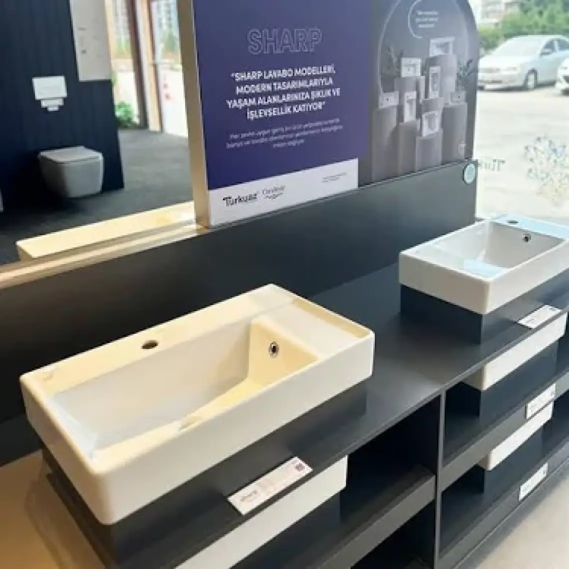 Turkuaz Seramik Sharp Etajerli Lavabo 80  x  48 cm