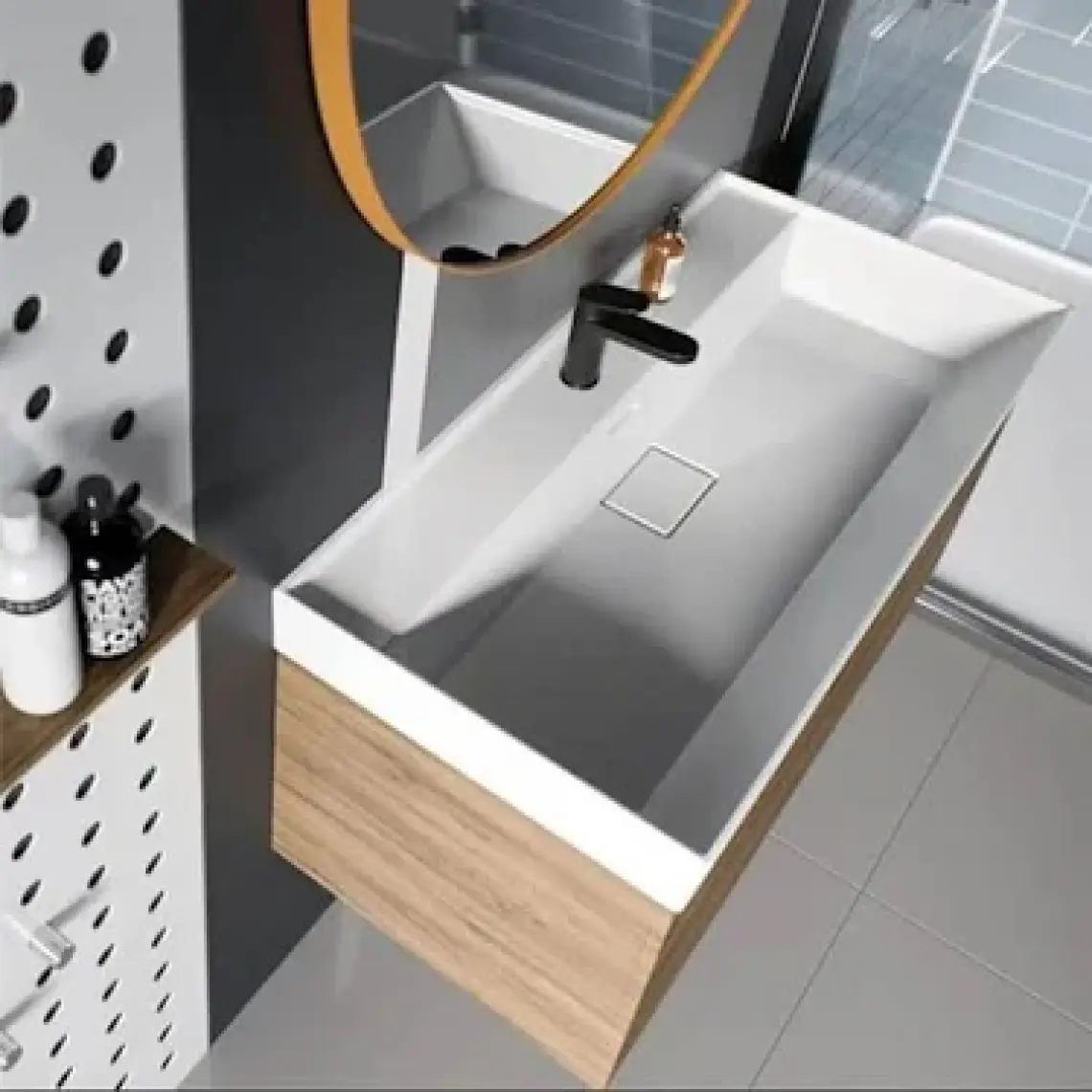 Turkuaz Seramik Sharp Etajerli Lavabo 80  x  48 cm
