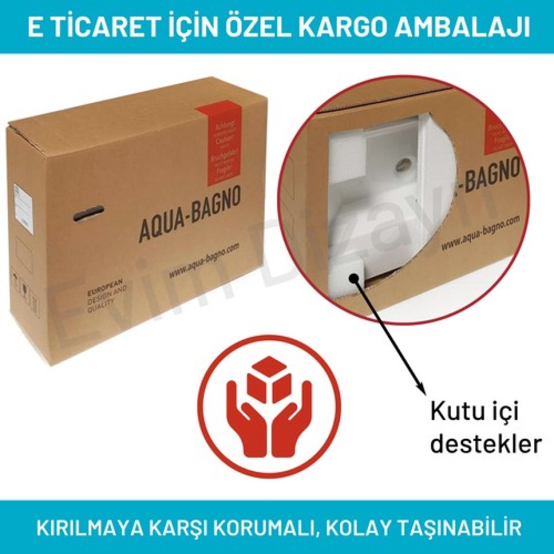 Aqua Bagno "mestola"  Tezgah Üstü Lavabo Batarya Delikli 60 x 42  cm Beyaz