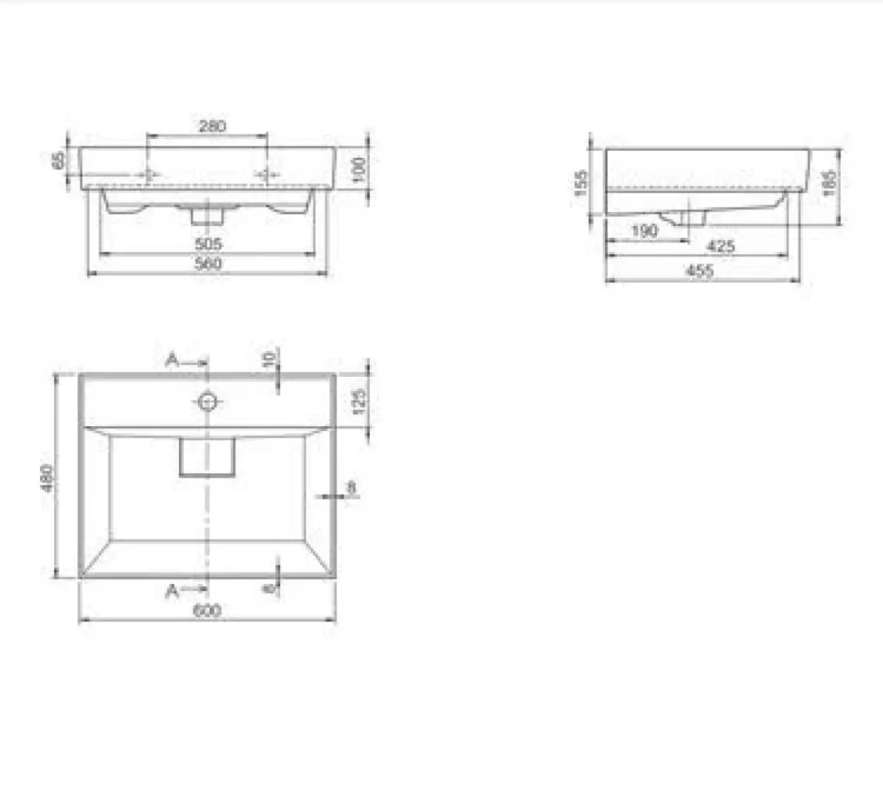 Cerastyle Turkuaz Sharp Etajerli Lavabo 60*48  cm