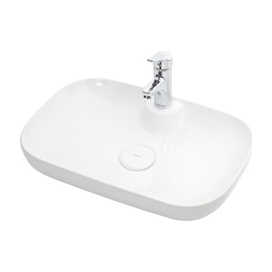 Lapino Premium Class 70 cm Tezgah Üstü Lavabo Batarya Delikli Beyaz
