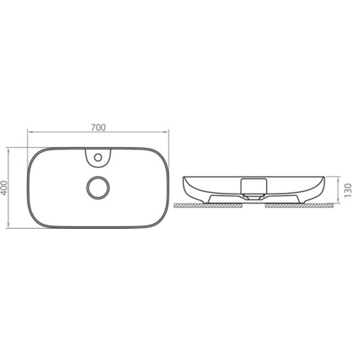 Lapino Premium Class 70 cm Tezgah Üstü Lavabo Batarya Delikli Beyaz