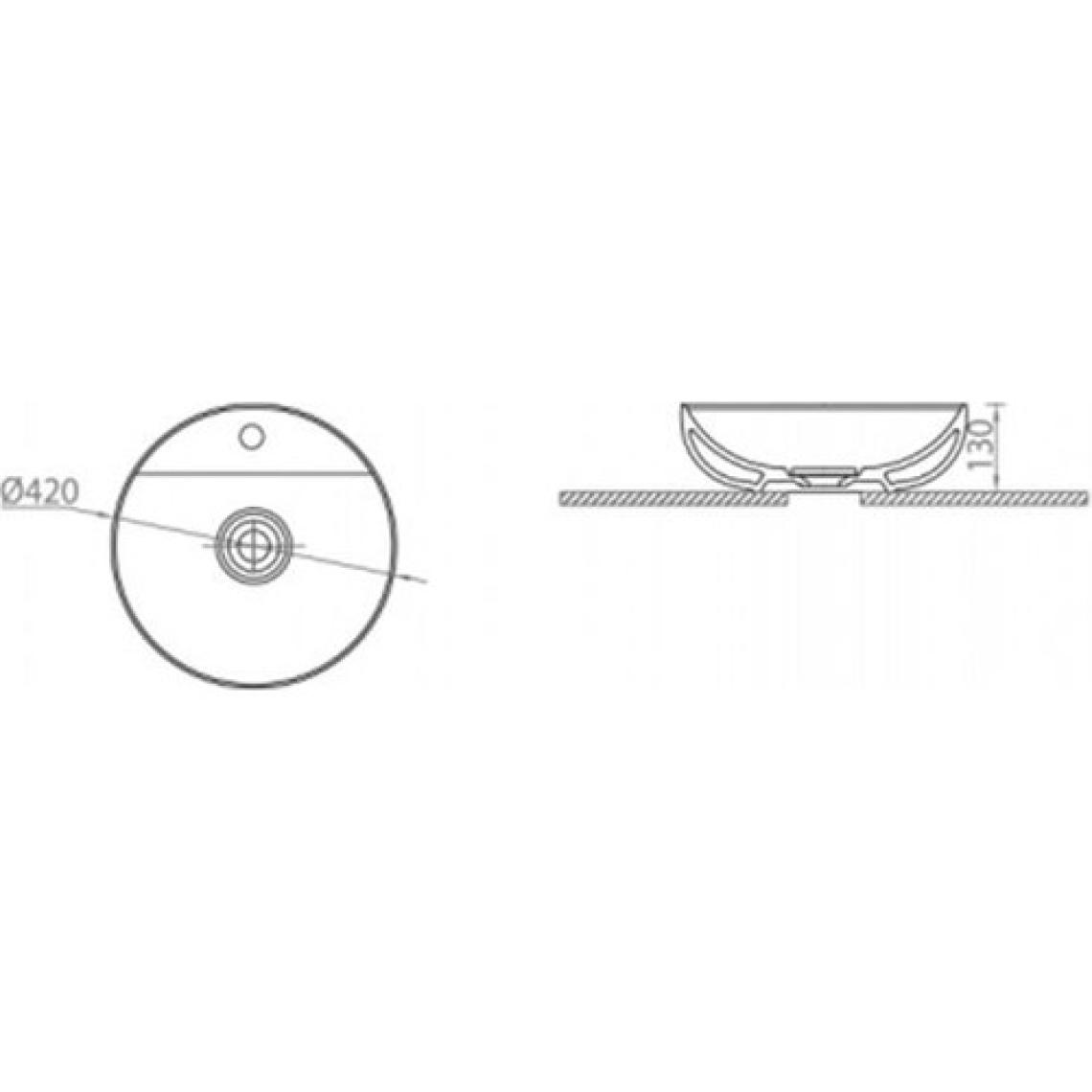 Lapino Vision Class Tezgah Üstü Beyaz Çanaklı Lavabo - 42 cm