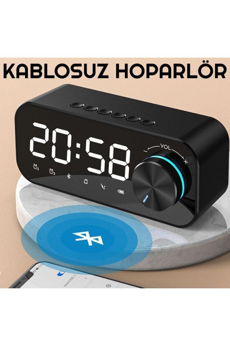 Dijital Çalar Saat Led Ekran Bluetooth Hoparlör Mp3 Fm Radyo Alarm Masa Saati