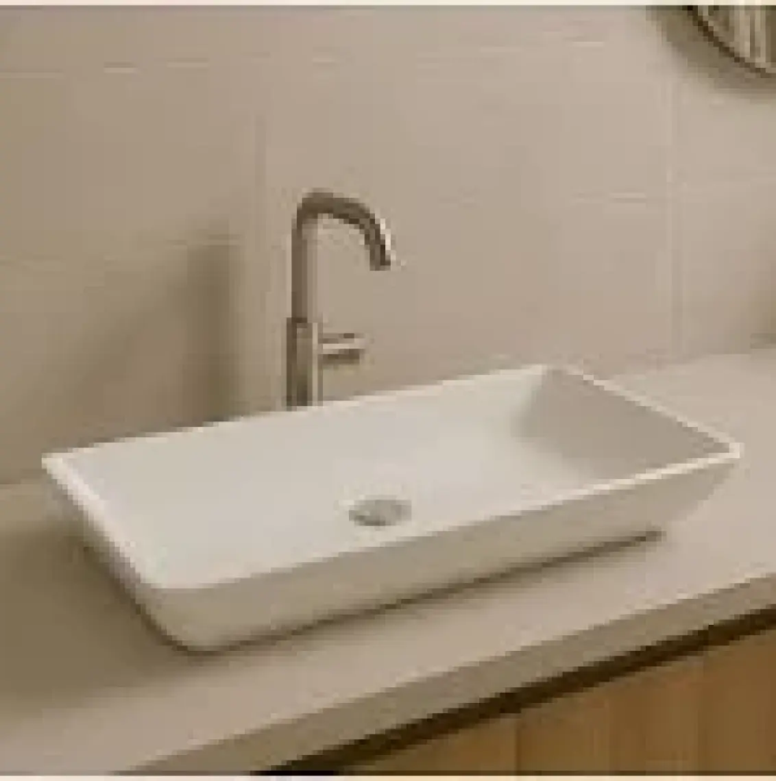 Newarc Domino Tezgah Üstü Deliksiz Lavabo 68x38 cm 5019