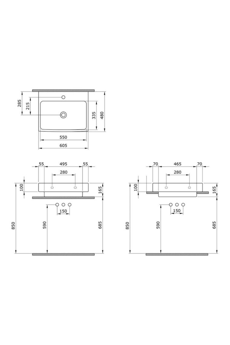 Bocchı Scala Tezgah Üstü Lavabo 60 Cm  Parlak Beyaz