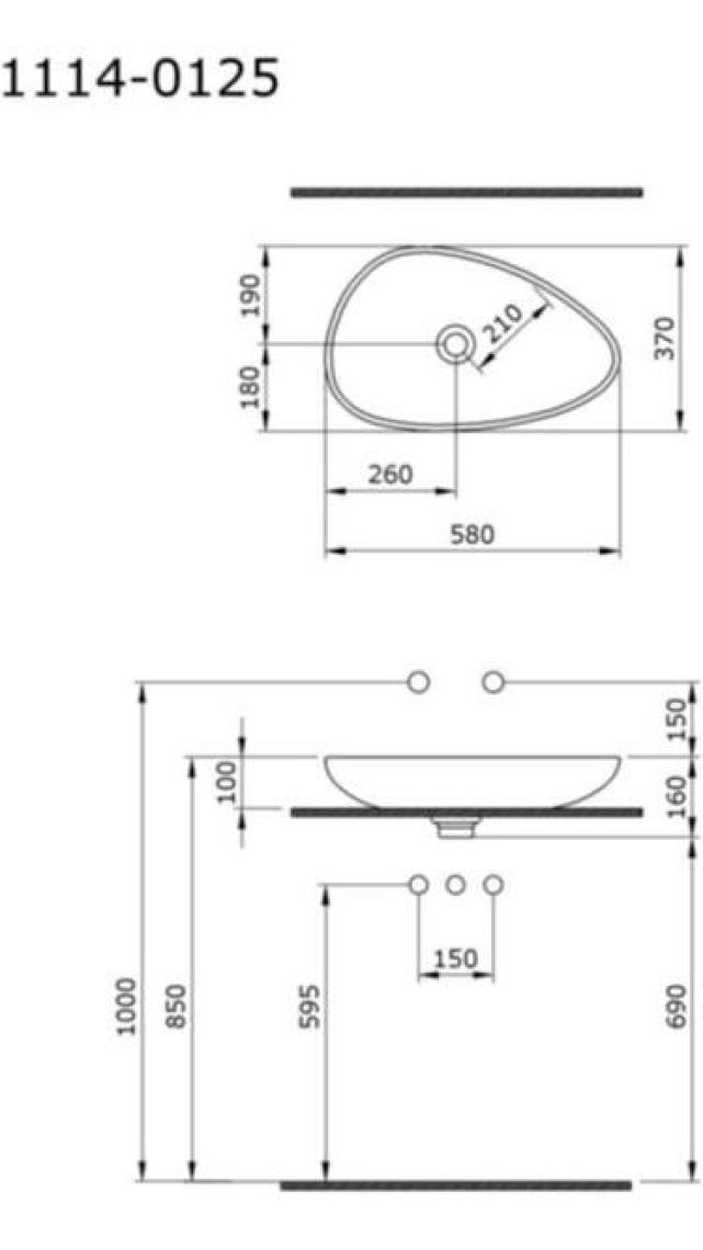 Bocchi Etna Çanak Lavabo 58 cm Mat Siyah 1114-004-0125