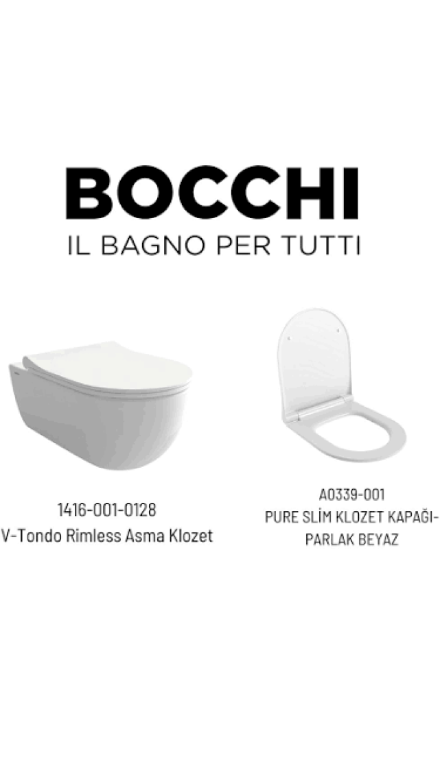 Bocchi V-Tondo Rimless Asma Klozet - Parlak Beyaz 1416-001-0128