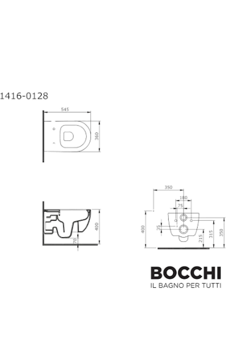 Bocchi V-Tondo Rimless Asma Klozet - Parlak Beyaz 1416-001-0128