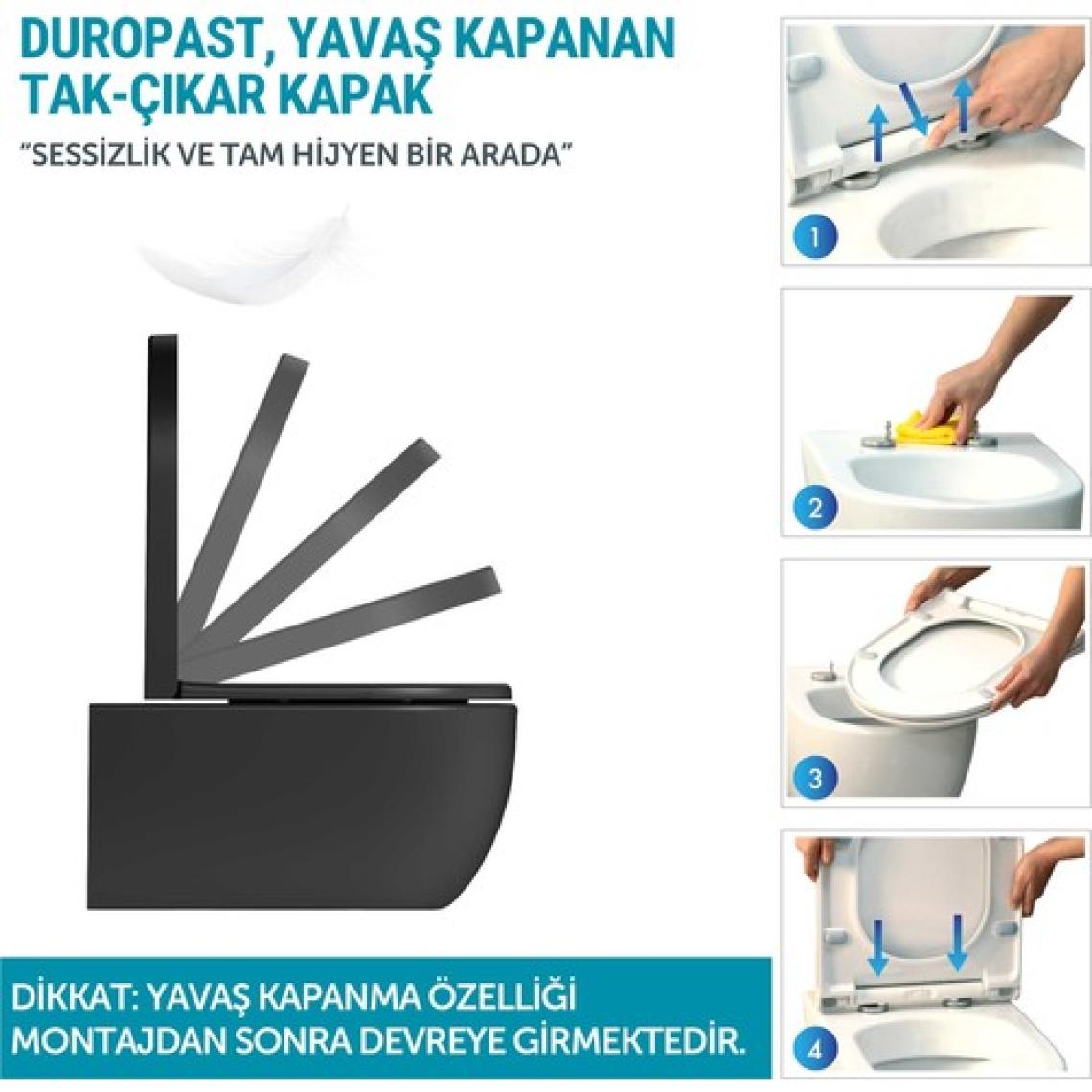 Aqua Bagno Alpha Asma Klozet + Yavaş  Kapanan Kapak -Mat Siyah