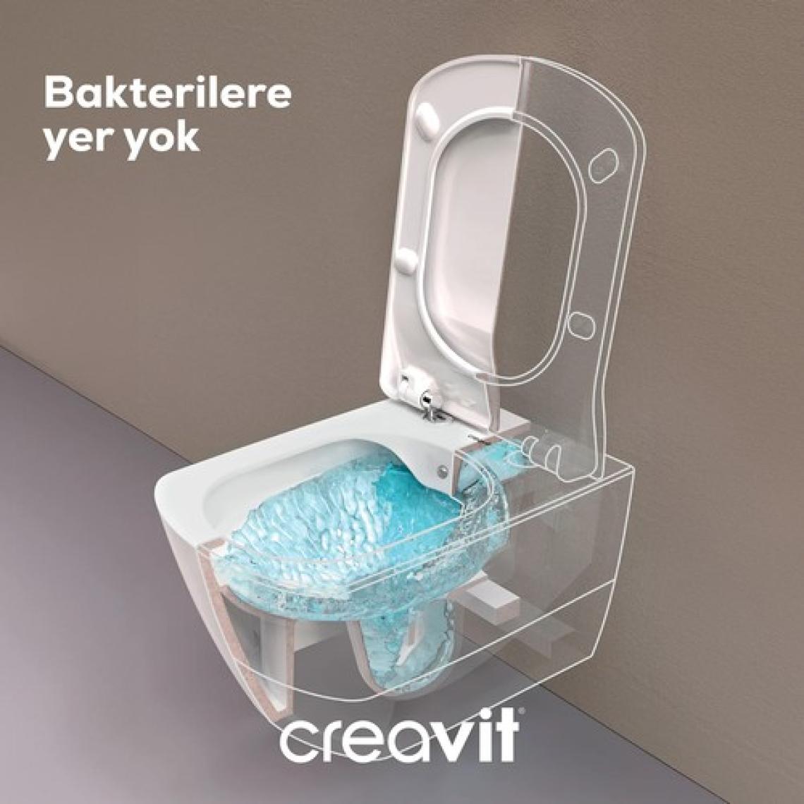 Creavit Elegant Kanalsız Asma Klozet, Creavit Yavaş Kapanan Kapak