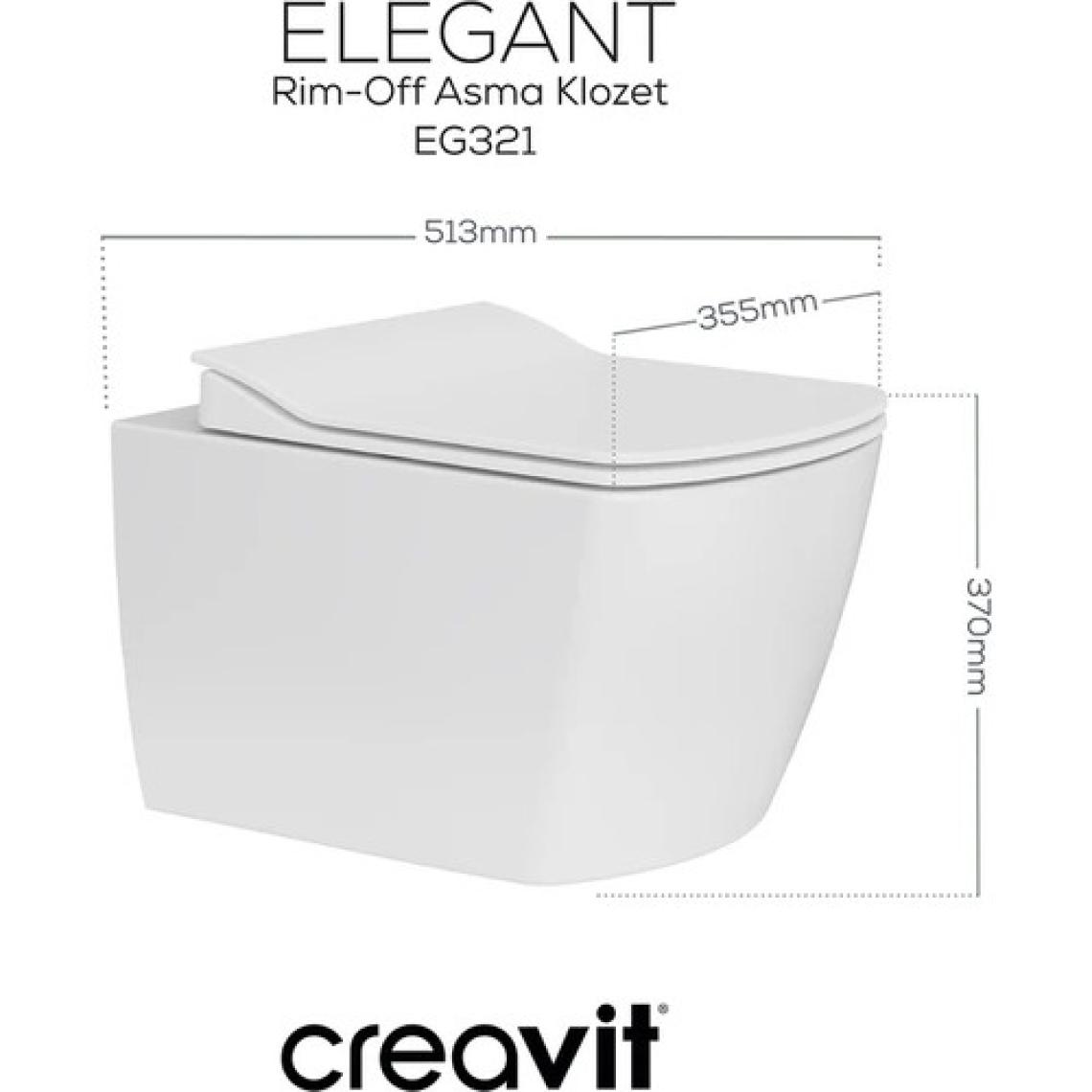 Creavit Elegant Kanalsız Asma Klozet, Creavit Yavaş Kapanan Kapak