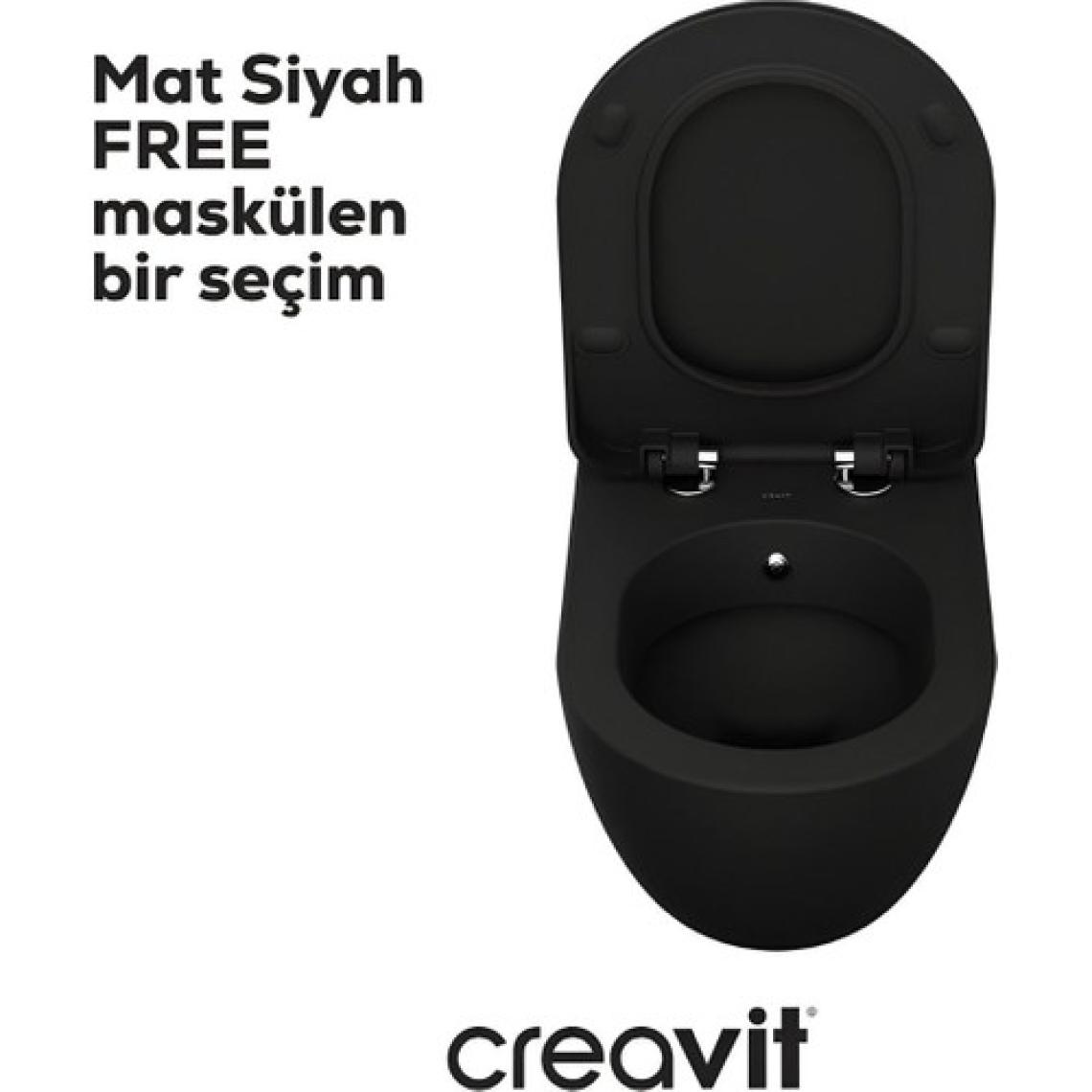 Creavıt FE320 Free Asma Klozet Siyah Mat + Duck Siyah Mat Soft Yavaş Kapak
