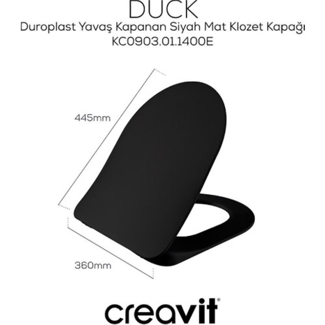 Creavıt FE320 Free Asma Klozet Siyah Mat + Duck Siyah Mat Soft Yavaş Kapak