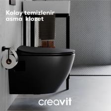 Creavıt FE320 Free Asma Klozet Siyah Mat + Duck Siyah Mat Soft Yavaş Kapak