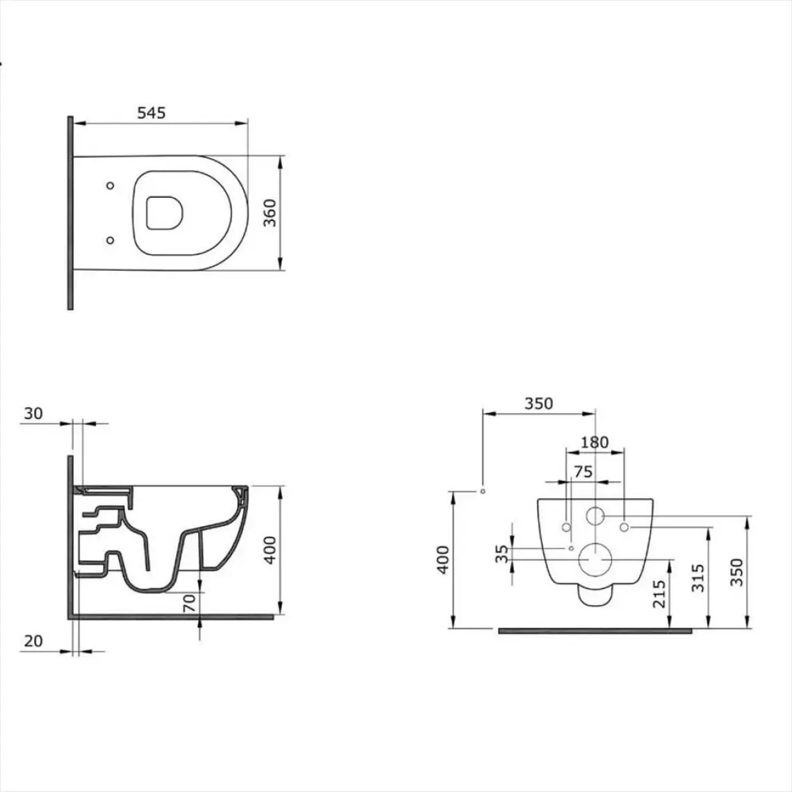 Bocchi V-Tondo Rimless Asma Klozet Parlak Beyaz 1416-001-0128 Kapak Dahil