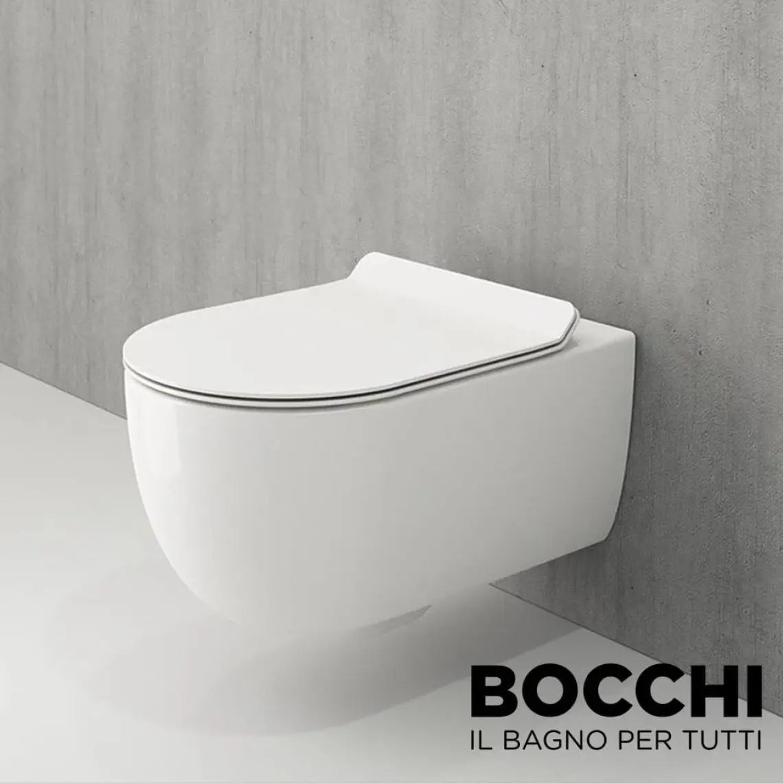 Bocchi V-Tondo Rimless Asma Klozet Parlak Beyaz 1416-001-0128 Kapak Dahil