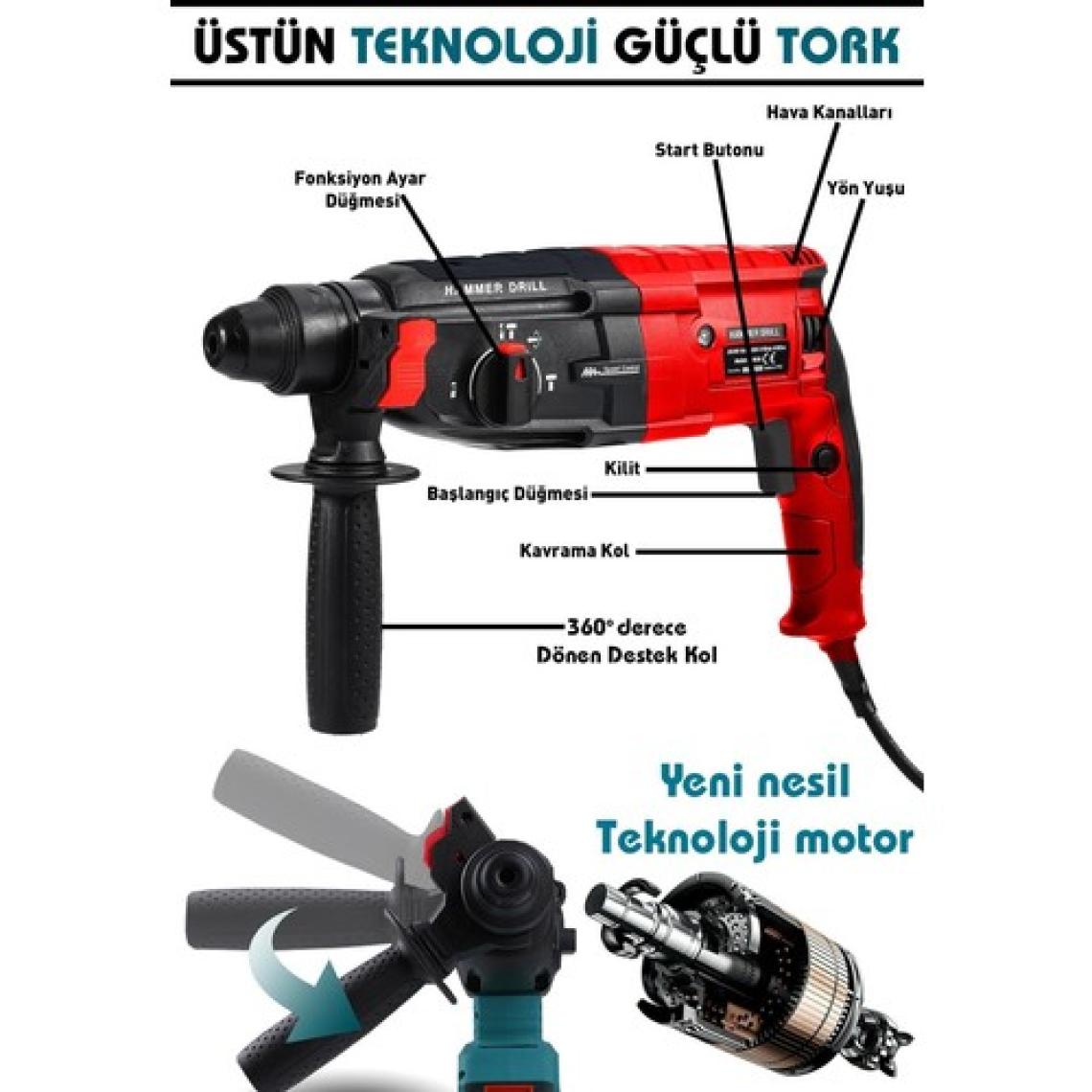 Assur Plus Profesyonel Metal Şanzıman Kırıcı Delici Hilti Darbeli Matkap 2-28MM