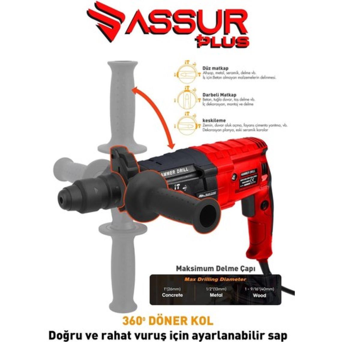 Assur Plus Profesyonel Metal Şanzıman Kırıcı Delici Hilti Darbeli Matkap 2-28MM