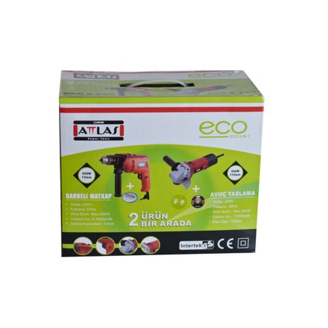 Attlas Eco 2'li Set Darbeli Matkap + Avuç Taşlama