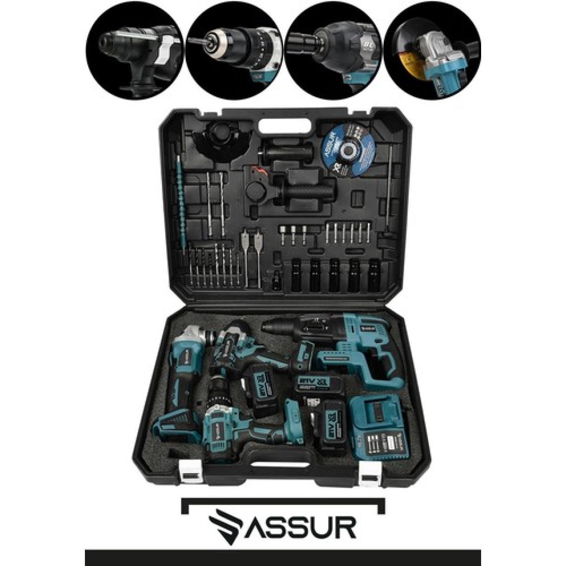 Assur Profesyonel 21V Akülü Kırıcı Delici Hilti Taşlama Matkap Somun Sökme 4'lü Set
