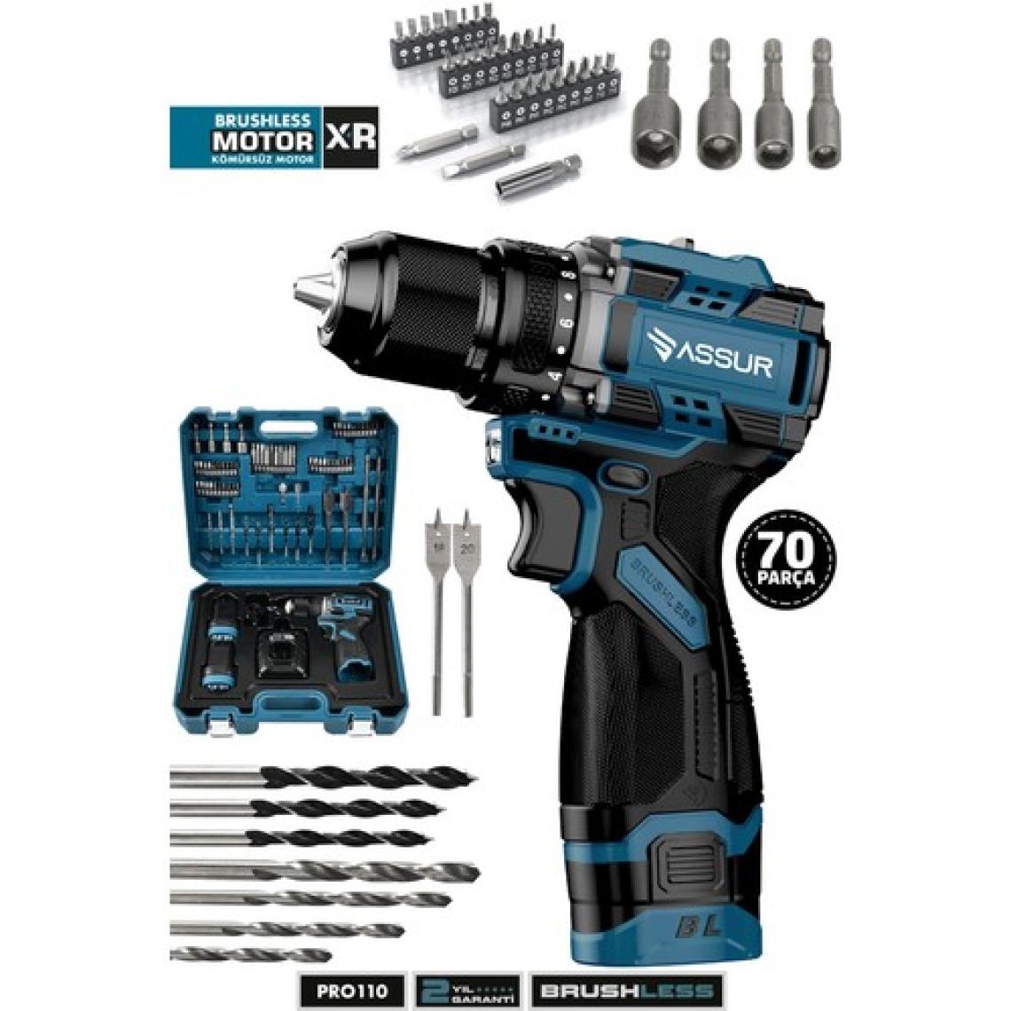 Pro 16.8V Çift Akülü Vidalama Çelik Mandren Kömürsüz Motor Darbesiz Şarjlı Matkap