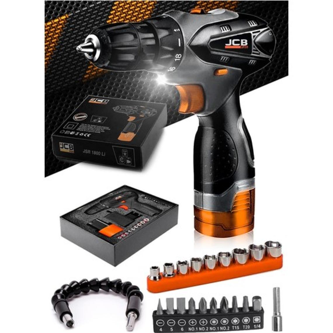 Proxtech  Pro 64 Parça JSR1800 Professionel Akülü Vidalama Matkap,krom Kaplı Çelik 40 Parça Cırcırlı Lokma Seti