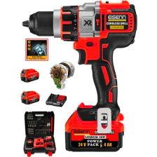 Eisenn Germany Red Xr Orginal 13   mm Metal Mandren 24 V 4 Ah Bl Fırçasız Motor Akülü Darbeli Matkap 10 Pilli