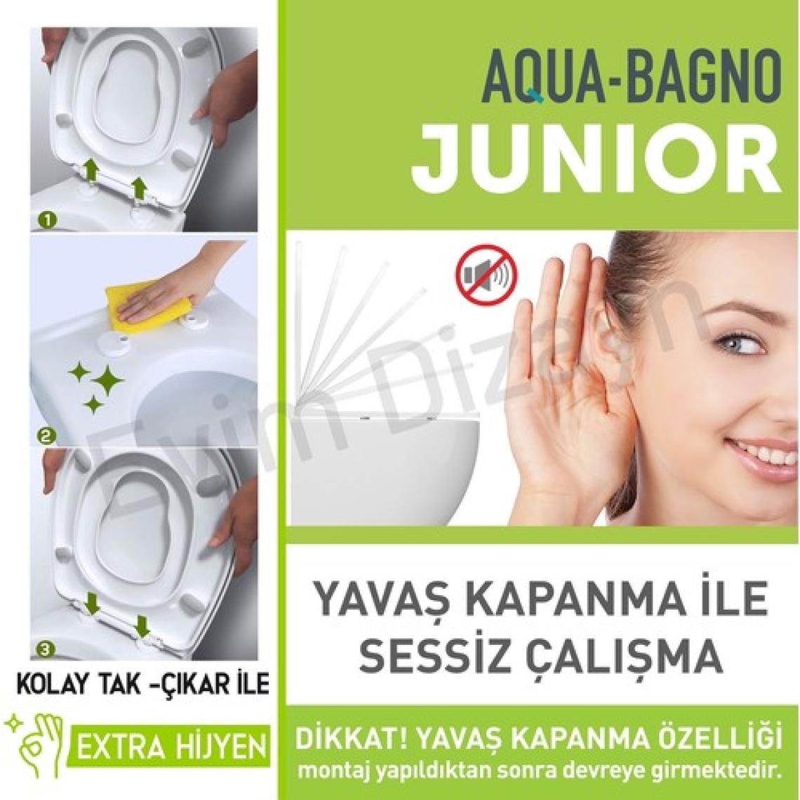 Aqua Bagno Junıor - Çocuk Adaptörlü - Yavaş Kapanan Klozet Kapağı