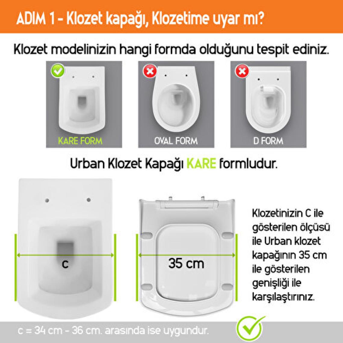 Aqua Bagno Urban Yavaş Kapanan Klozet Kapağı