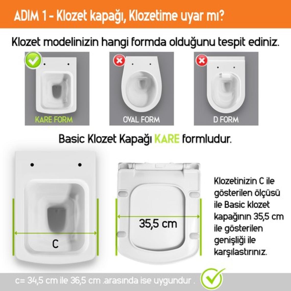 Aqua Bagno -Basıc  Yavaş Kapanan Klozet Kapağı