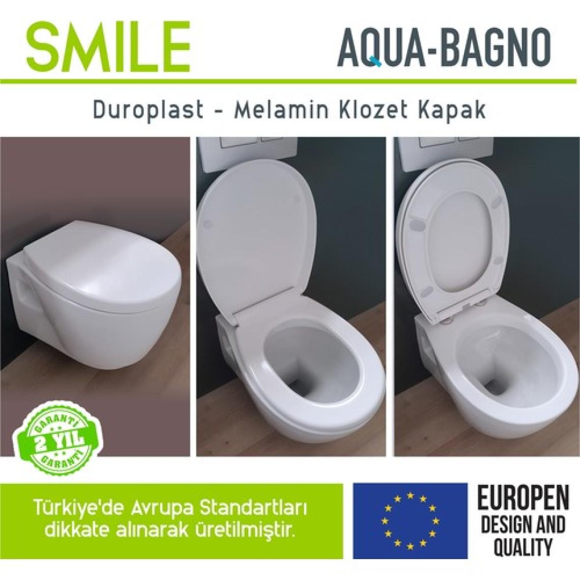 Aqua Bagno Smıle  Yavaş Kapanan Klozet Kapağı - Duroplast