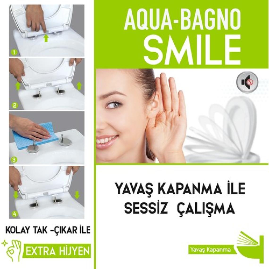 Aqua Bagno Smıle  Yavaş Kapanan Klozet Kapağı - Duroplast