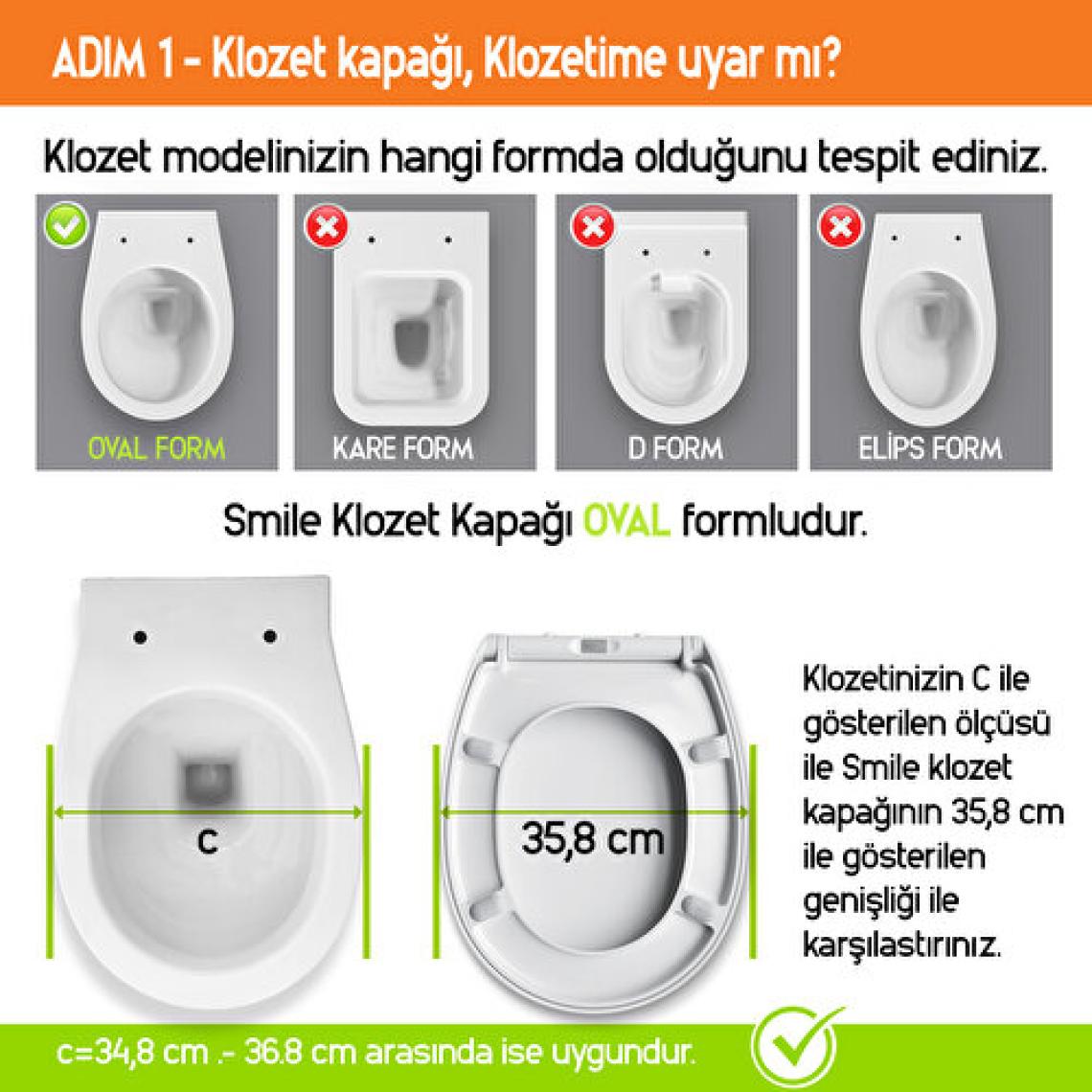 Aqua Bagno Smıle  Yavaş Kapanan Klozet Kapağı - Duroplast