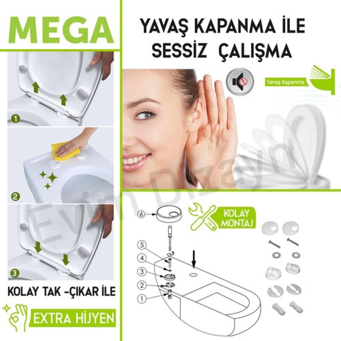 Aqua Bagno Mega  Yavaş Kapanan Klozet Kapağı
