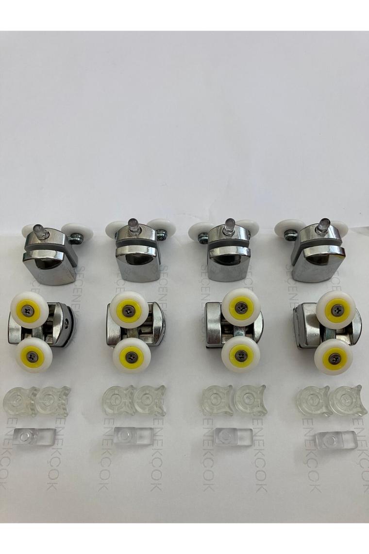 Seçenek Çok Rulmanlı Cam Duşakabin Tekerleği Metal Kırılmaz Gövde Krom 8'li Tam Set