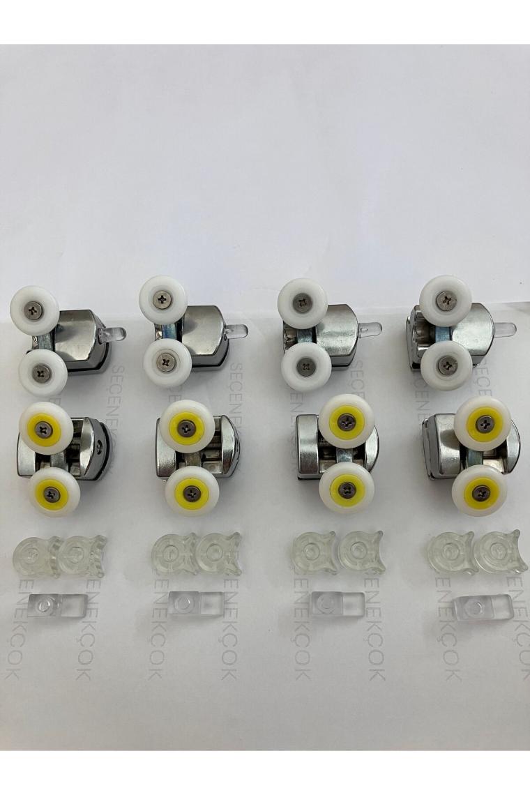Seçenek Çok Rulmanlı Cam Duşakabin Tekerleği Metal Kırılmaz Gövde Krom 8'li Tam Set