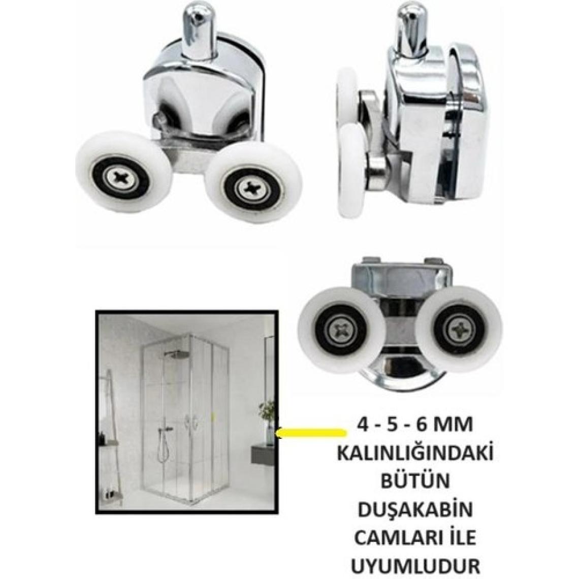 Optana Tekerlek Duşakabin Tekerleği Alt Cam Rulman Krom Teker 23 mm