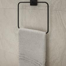 Yapışkanlı Siyah Kare Havluluk | Delmeden Montaj | Modern Banyo Havlu Askısı