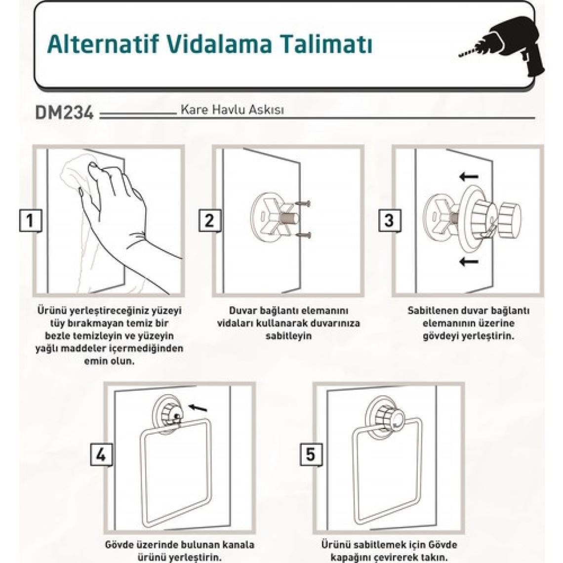 Tekno-tel Vakumlu Kare Havluluk Mat Siyah DM234