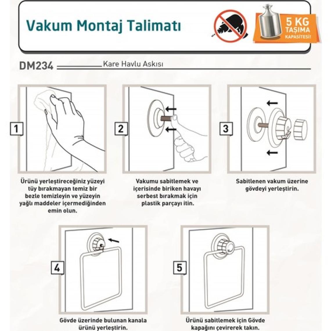 Tekno-tel Vakumlu Kare Havluluk Mat Siyah DM234