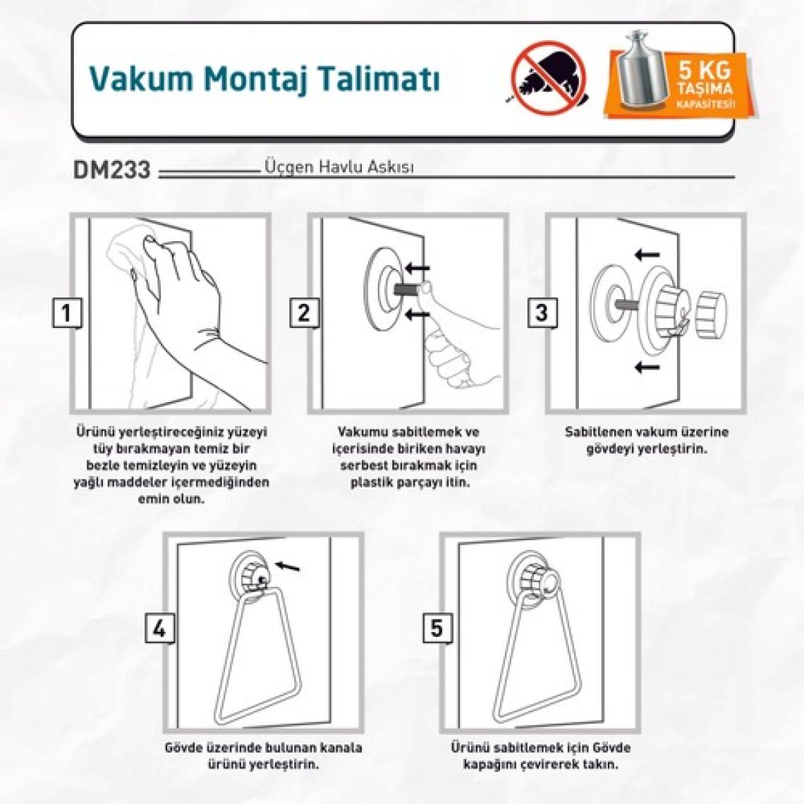 Tekno-tel Delme Vida Matkap Yok! Vakumlu Üçgen Havluluk Mat Siyah Dm233