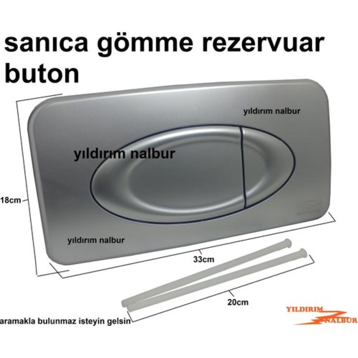 Sanica Gömme Rezervuar Buton Düğmesi Çiftli Gri Renk Sanıca Büyük Buton