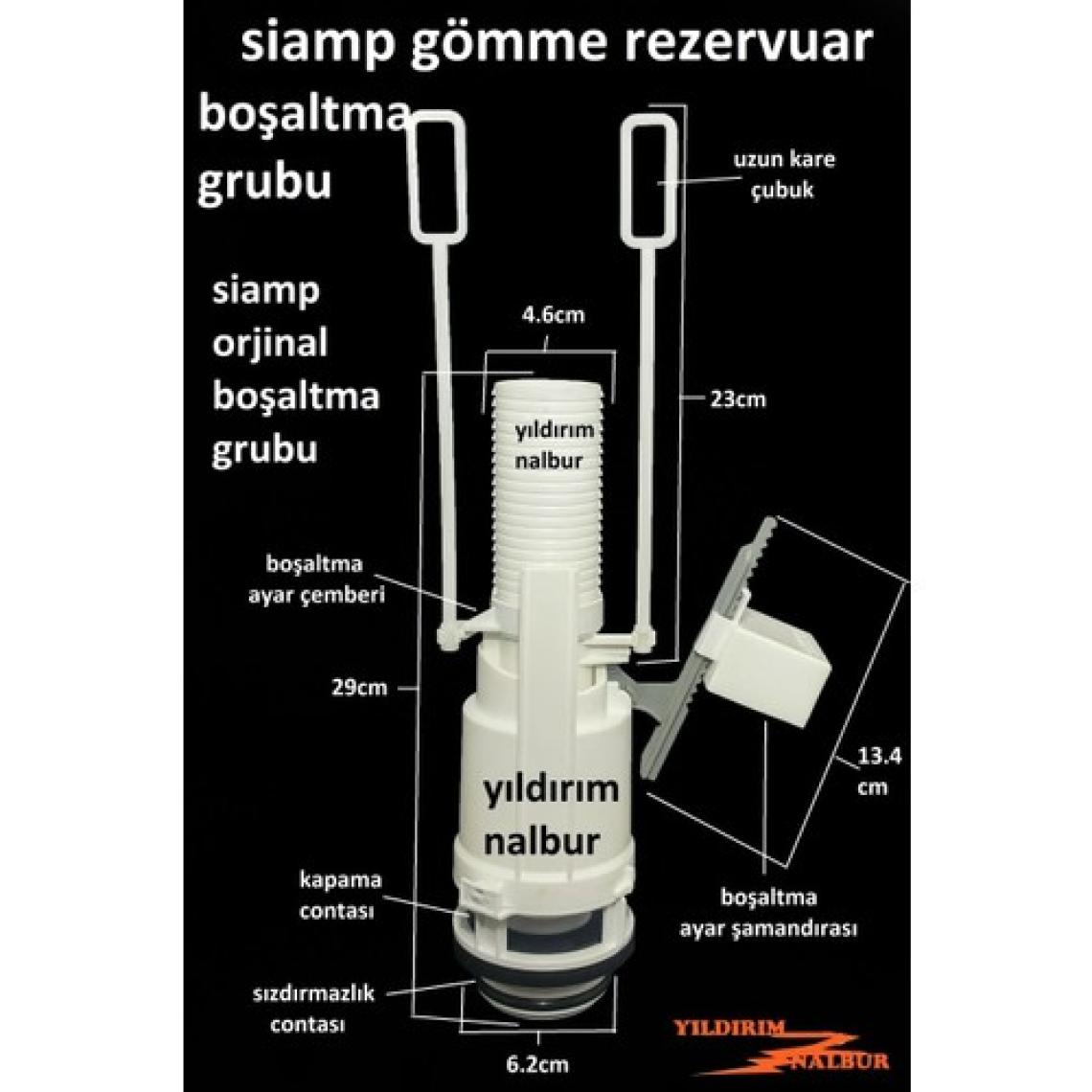 Siamp Uzun Kare Gömme Rezervuar İç Takım Orta Göbek Boşaltma Grubu