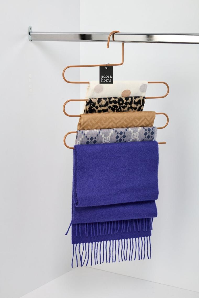 Edora Home 5'li Dolap Içi 5 Katlı Rose Pantolon Askılık, Akıllı Dekoratif Askı - Metal Paslanmaz